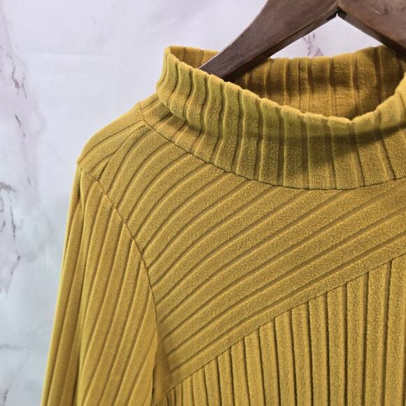 Saturday Sunday Dress Womens Small Yellow Button Ribbed Mock Tunic Long Sleeve - Picture 2 of 12